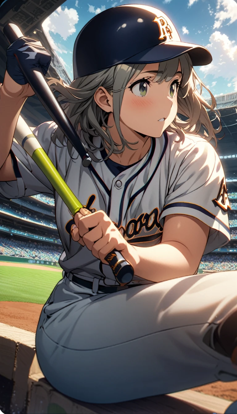 Baseball professional player,woman,High Saturation,CG Art, Makoto Shinkai's photo, pure, Concept Art, Lofi Art style,Shinkai Makoto animation art style, Lofi Art, Beautiful anime scene, Anime Landscape, Detailed scenery, Makoto Shinkai's style, Makoto Shinkai's style, Enhance Details