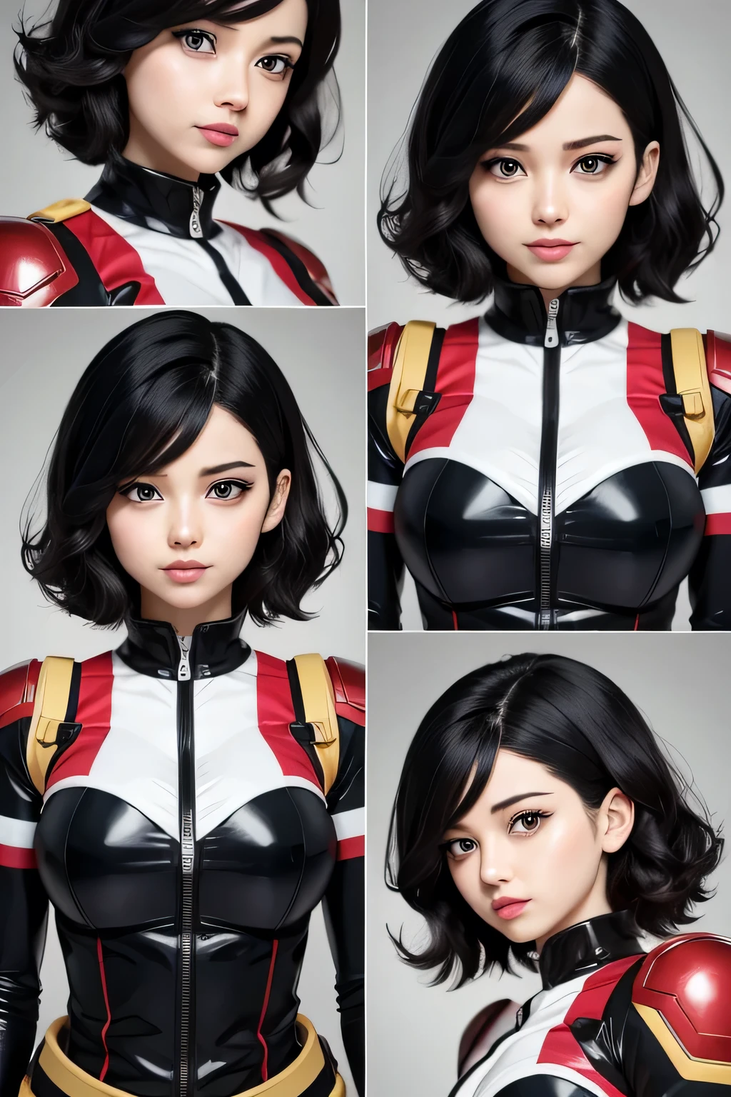 Screenshots of My Hero Academia Girl with short wavy black hair Amber eyes Wears  U.a