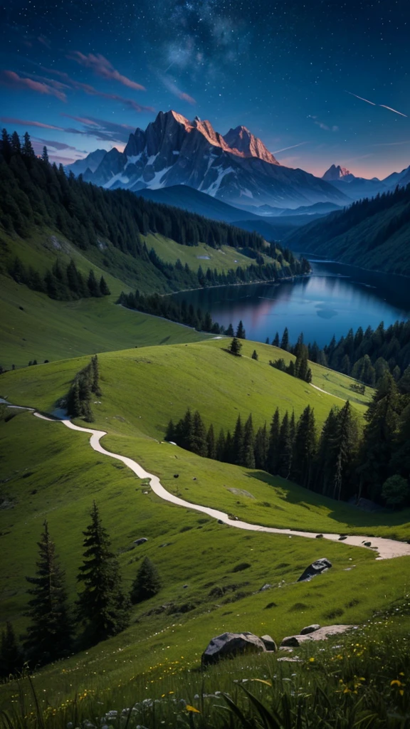 Logo, Amazing, 8K, Tabletop, Raw Photo, Amazing, Top Quality, High Quality, High Definition, Real, Ultra HD, Night, Wind, Story Poetry, Beauty of Mountains and Forests, Grasslands of the World, Silence and Beauty, Vast land, lakeside, amazing scenery, beautiful natural scenery