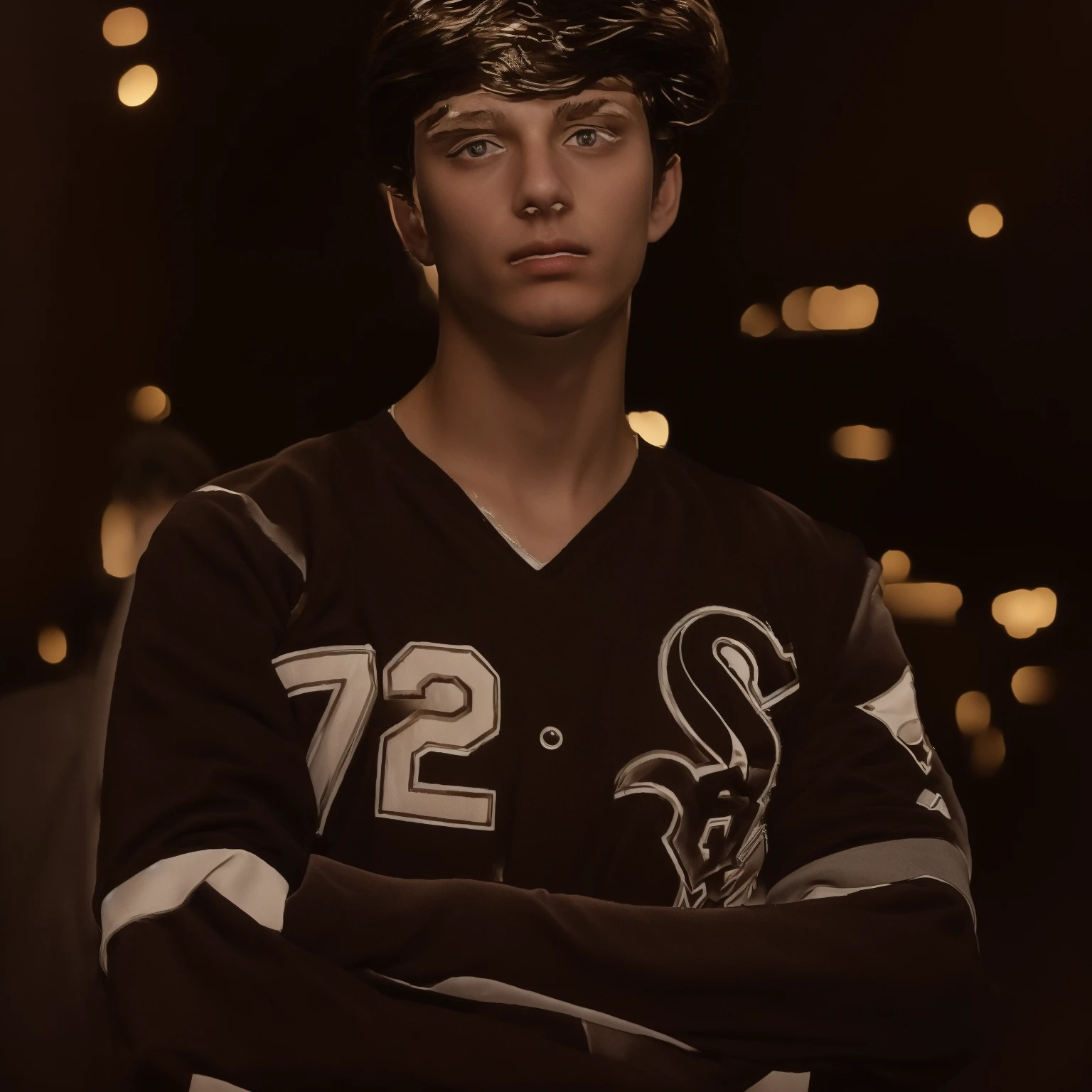 A young male twink with a face with makeup and black hair. He is wearing a white long-sleeved shirt and brown pants. He is in the royal palace, looking in amazement.