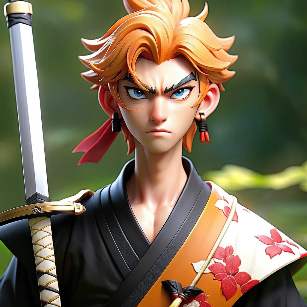 Ichigo-Kuroski Character ((Male)) Orange Hair Bleach, Bankai sword Samurai insane Ichigo F/1 Photoreal RAW, Cosmetic artistry triad Vivid Golden jewelry harmonic balance Sharp entanglement Smooth valleys Radiant Glory, great details, intricate, elegant sharp focus massive elaborate amazing composition, professional complimentary colors, ambient light, incredible details, maximum textures and details), (hyper realista:1.4), (ultra realista:1.3), (Parte superior do corpo para cima:0.3), (melhor qualidade real texture skin), (full body standing image:1.8), (Aesthetic and decadent image: 1.7), ((cinco dedos perfeitos e lindos)), (Pale but beautiful face:1.8), (finos olhos vermelhos brilhantes e circulares: 1.2), (finely detailed true circle eyes), (rosto finamente detalhado e bonito:1.8), (Holds the hilt of a long, straight Katane with elaborate decoration that emits a mysterious glow: 1.9),(Espadachim Hollow veterano preto), (Tanto that emits a mysterious light with delicate decorations:1.9), na masmorra,(Dark black full-body armor with delicate ornamentation is marked, mas delicadamente decorada:1.5), (wearing a wide-brimmed traveler&#39;s hole),((olha para cima)), ((Olhando para baixo)),cabelo rosa bonito, lindo cabelo prateado,manto de teia preta, aranhas na armadura, (wears worn and tattered black hard-leather navy pants), (Retrato de corpo inteiro:1.8), (Traje delicadamente decorado:1.4),((dramatic ultra-realista dynamic photoreal)), Altamente detalhado, detalhes intrincados, ((obra de arte,melhor qualidade)), ((Cinematic Light)), assustador, armadura detalhada, Capacete detalhado, epic realista, desaparecido, ((cores neutras)), (cores suaves:1.2), hiper detalhado,uzes quentes, efeito de luz, dramatic(detalhes intrincados:1.1), fundo complexo, (teal and orange:0.4), (Whirling lightning),(insane unrealengine5,epic best quality, ultra-highdef XT3 ultra-highres),ultra sharp focus,varies,multi, etc. --v 6 --s 1000 --c 20 --q 5 --chaos 100