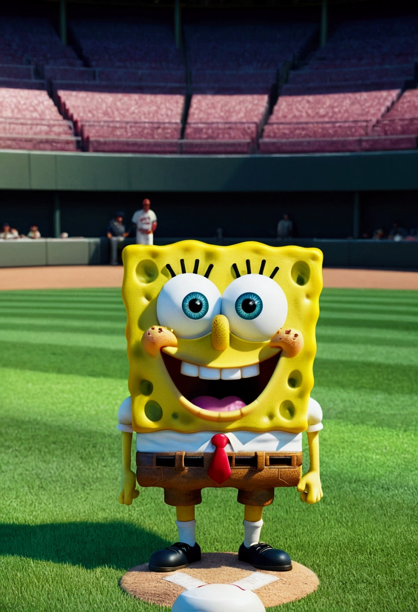 Baseball Player, by Chiho Aoshima, full body, cinematic still, cinemascope, (best quality, masterpiece), very aesthetic, perfect composition, intricate details, ultra-detailed, vivid colors