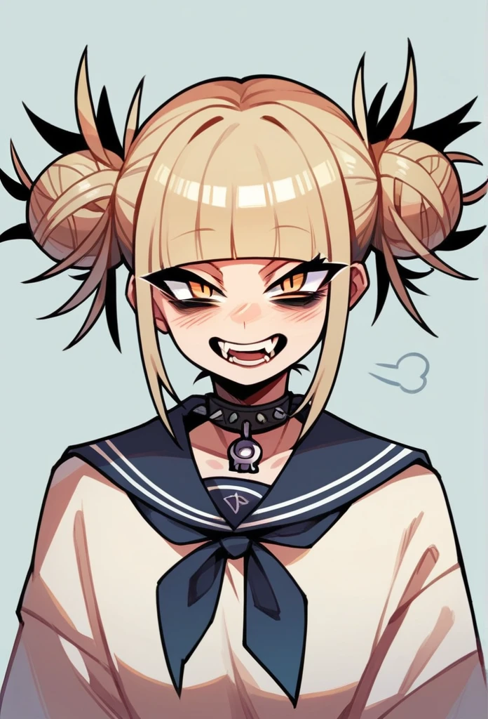 Himiko toga She was wearing a black gothic dress while raising her middle finger.