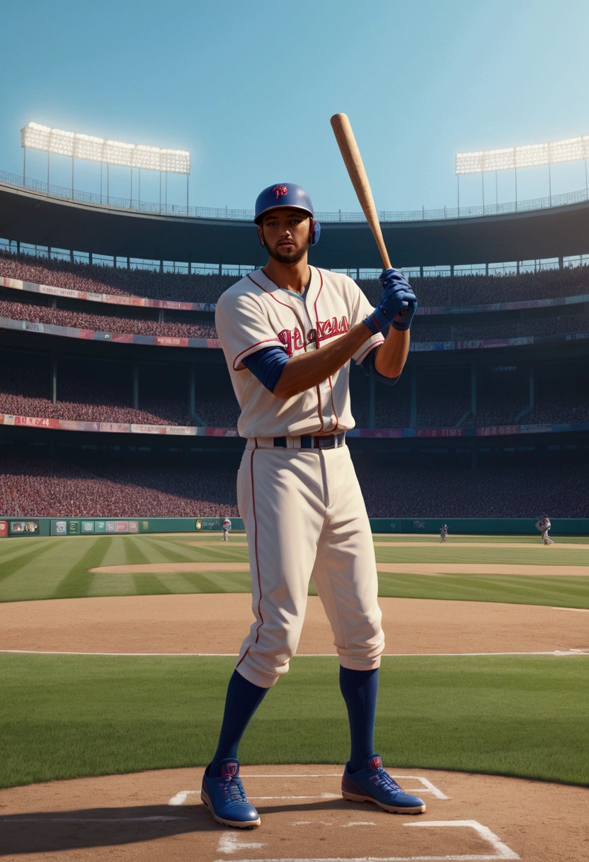 Baseball Player, Bart Simpson, full body, cinematic still, cinemascope, (best quality, masterpiece), very aesthetic, perfect composition, intricate details, ultra-detailed, vivid colors