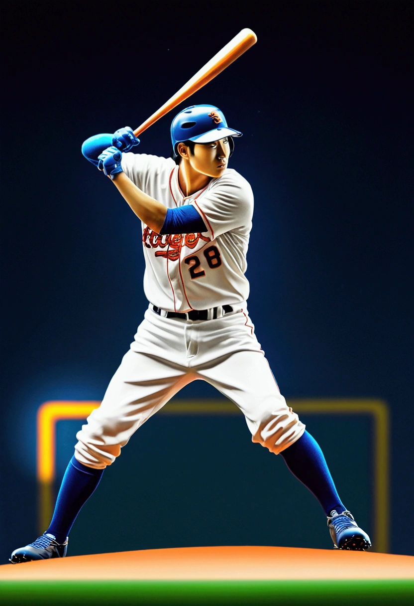 Baseball Player, by Tang Yau Hoong, full body, cinematic still, cinemascope, (best quality, masterpiece), very aesthetic, perfect composition, intricate details, ultra-detailed, vivid colors