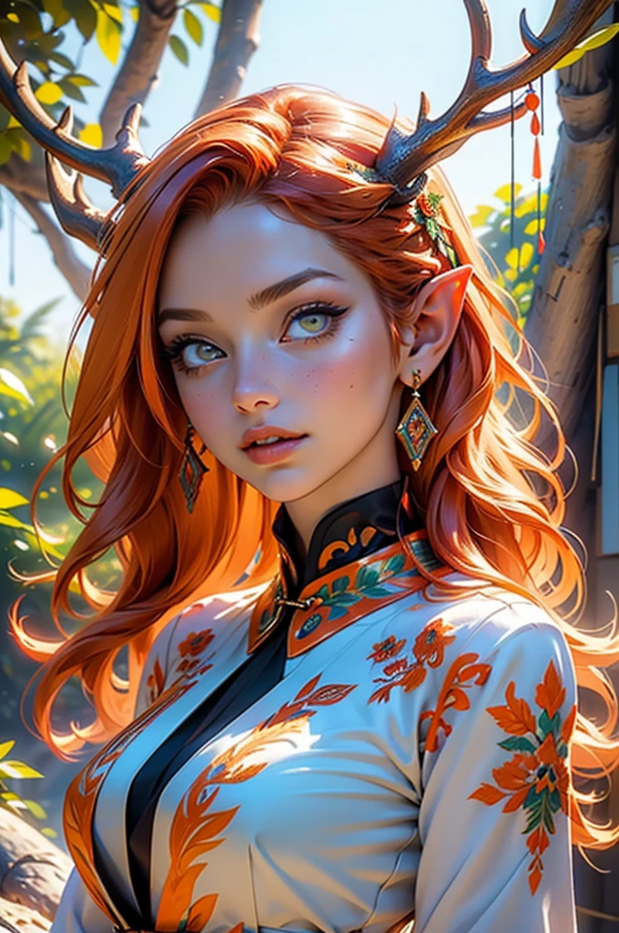 Titania, queen of the fairies,gouache girl, beautiful exotic features,cute oppai elf,(((little mature woman,oppai body,little))),(((50 years old))),((anime elf oppai with extremely cute and beautiful orange hair)), (((elf))), (((elf ears))),((huge antlers:1.2,symmetrical antler horns,horns(antler horns:1.1))),((large wings: 1.5,fairy wings:1.5))

(((Giant Breasted Girl))),((((Bright orange hair:1.35,orange hair,very long hair,swirling orange hair:1.5,flowing orange hair:1.5)))),((neon amber_eyes: 1.5)))piercing amber eyes,intricate eyes,beautiful detailed eyes,symmetrical eyes,(((lustrous skin:1.5,bright skin: 1.5,skin tanned,shiny skin,very shiny skin,shiny body,plastic glitter skin,exaggerated shiny skin,illuminated skin))),(detailed body,(detailed face)),Interdimensional creature, female creature,Sexy queen, Seductive monster, Lust creature, 

cute,slutty,erotic,daring,(((nsfw))),

((blue tribal tattoos, tattoos)), Sexy attire, Fantasy clothing,(an orange-haired faerie woman),vibrant pink clothes,elaborate queen robe,ethereal glow,Finely Detailed Elaborate Ornate faerie Queen Goddess with Elaborately Detailed amber Eyes,(((intricate outfit,intricate clothes,embroidered outfit,ornate outfit))),

(dynamic pose:1.0),wisdom, serious face,(centered,scale to fit dimensions,Rule of thirds),

((world tree,tree houses)),scenery:1.25,((intricate scenery)),((world tree background,tree houses background)),(natural magic,mystical powers),

(Glossy winter ornaments),highres,sharp focus,(ultra detailed,extremely detailed),(photorealistic artwork:1.37),(extremely detailed CG unity 8k wallpaper),(((vibrant colors,vibrant theme))),(intricate),(masterpiece),(best quality),artistic photography,(photography taken by sldr),(intricate background),perfect rendered face,perfect face details,realistic face,photo realistic,((intricate detail)),(((realism))),
