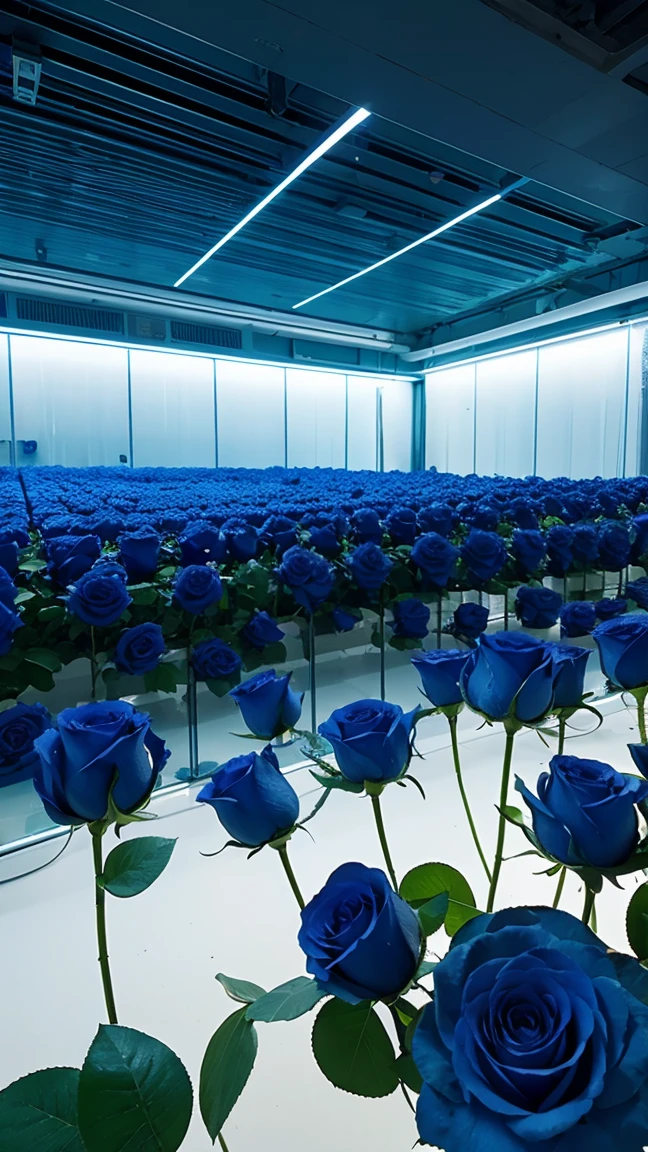 dreamlike,Sea of blue roses,Blue fluorescent light