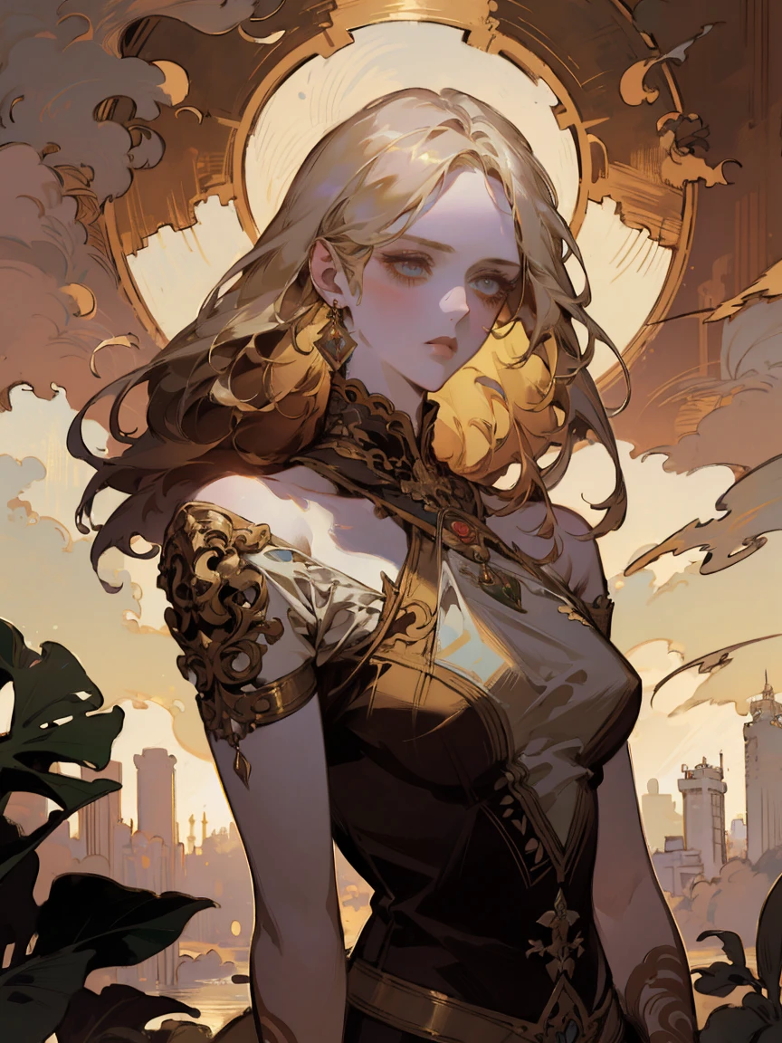 a beautiful detailed girl in a scenic bangkok landscape, peter mohrbacher style, realistic film grain, 8k detailed, high quality, cinematic lighting, muted colors, intricate details, dramatic atmosphere, stunning scenery, lush tropical foliage, ornate architecture, glowing golden sunlight, mesmerizing atmosphere