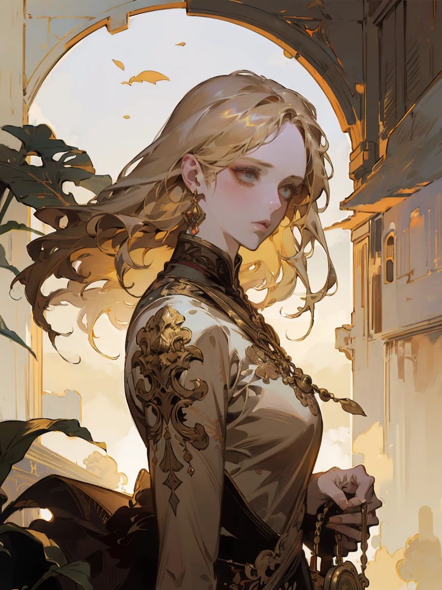 a beautiful detailed girl in a scenic bangkok landscape, peter mohrbacher style, realistic film grain, 8k detailed, high quality, cinematic lighting, muted colors, intricate details, dramatic atmosphere, stunning scenery, lush tropical foliage, ornate architecture, glowing golden sunlight, mesmerizing atmosphere