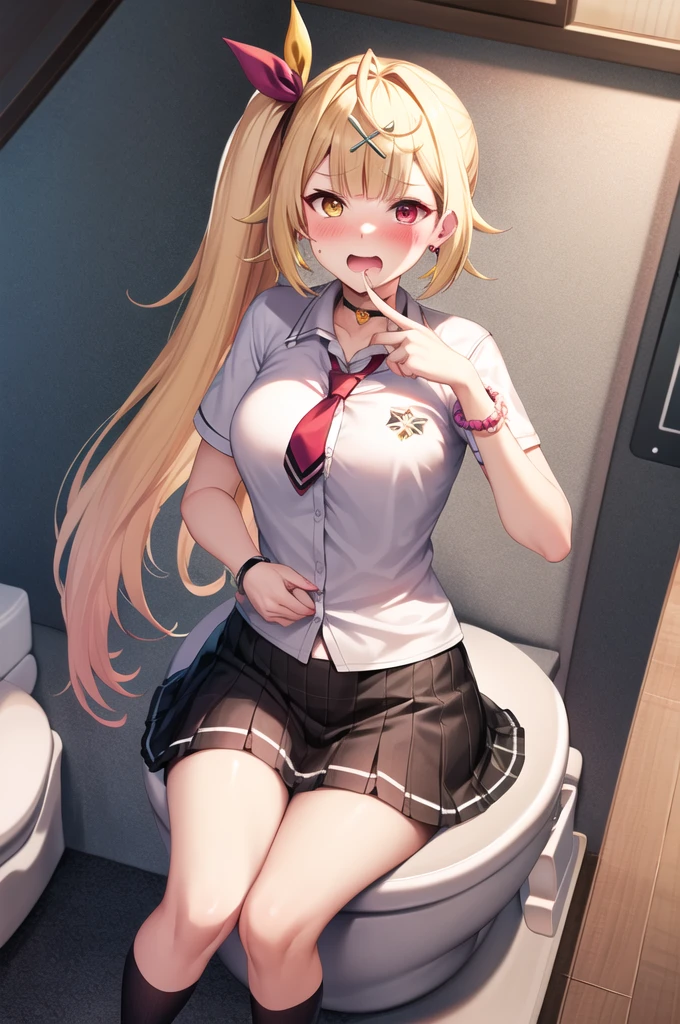 superfine illustration, Perfect Anatomy, Best Quality, Hires, amazing shading, Beautiful skin, 1 , nose blush, Saliva, Ecstasy,  Close eyes, ,School Uniforms ,  Full body, SEX, Yor, touches crotch, (Rubbing the crotch with your hands:1.2),By train,, suggestive pose,