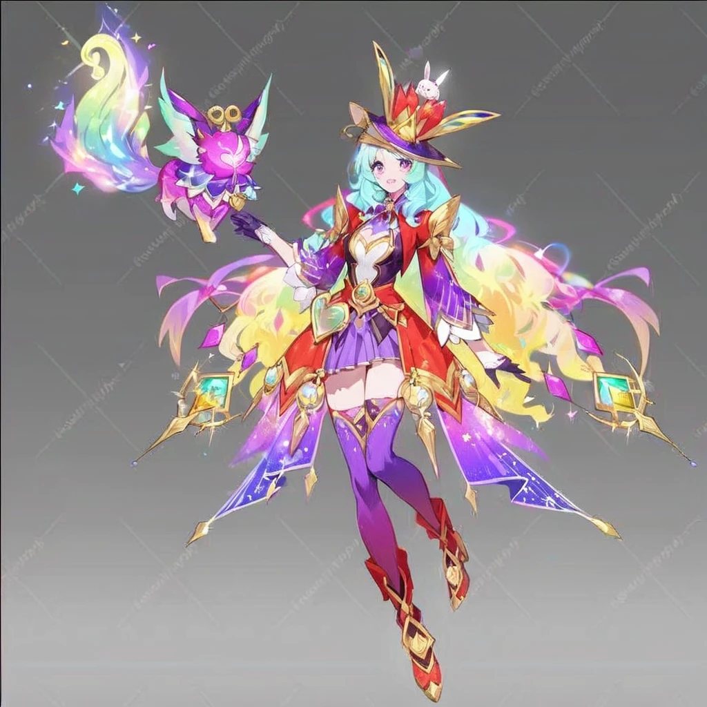 A magical girl, who has music skills and her dress is decorated with colorful music notes mainly with the note, being a person full of colors