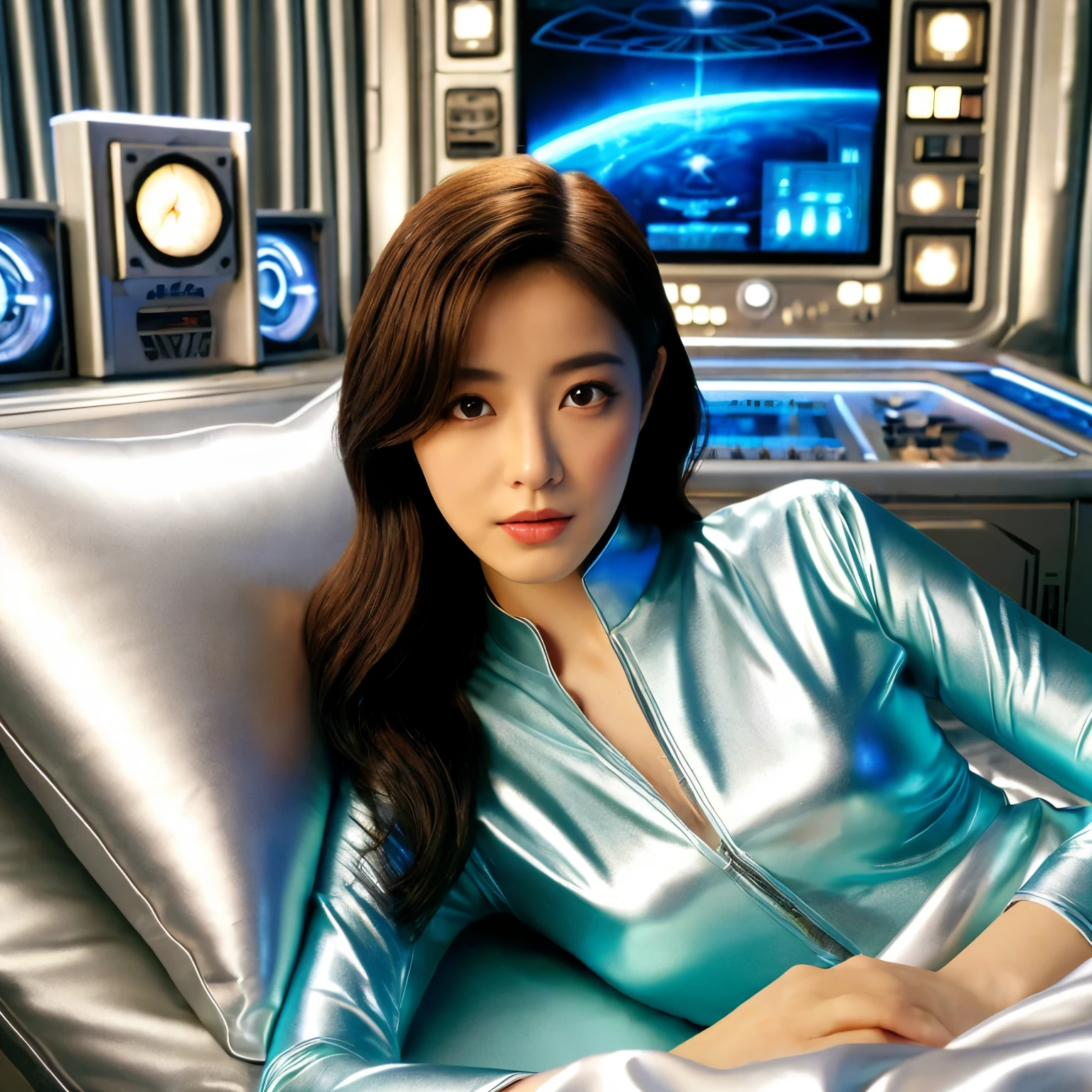 best image quality、Super high resolution、(realism:1.4)、Korean beauty star、The most beautiful KPOP star、horny face、Horny Korean makeup、erotic expression、A body that makes you want to touch it、erotic photos、((Realistic shiny satin fabric texture、High-gloss stretch satin fabric that is smooth and smooth to the touch.、The drape of the curved part of the shiny satin fabric、strong shiny costume、The smooth and beautiful quality and luster of the costumes、A shiny costume made of high-quality satin fabric with high density.、Smooth to the touch oil light liang ultra-class battleship skin coat COS、Super SentaiWomen&HeroineSuit、Texture of costumes that satin fetishists respond to、Thin, glossy stretch satin fabric)),8K photo quality