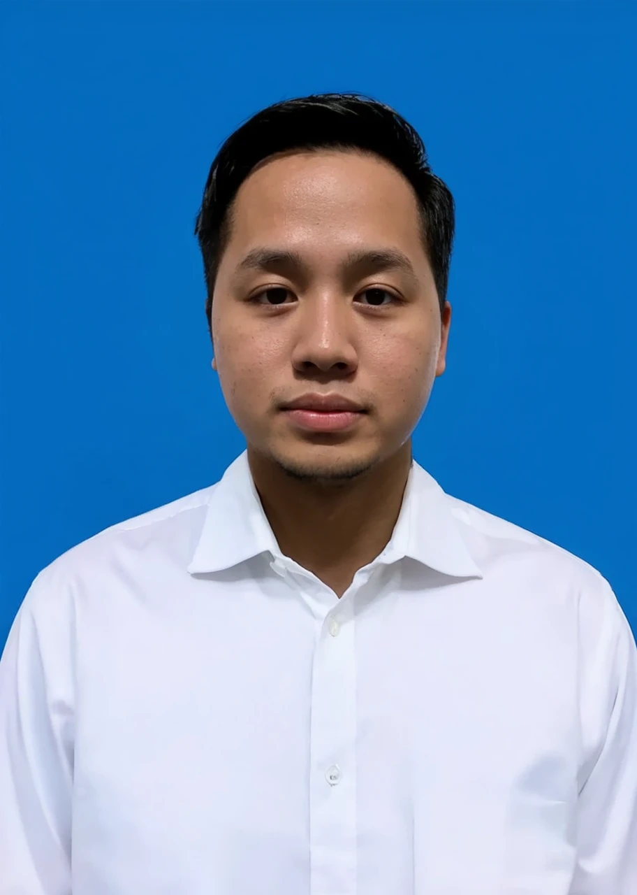 Young from indonesian with blue background