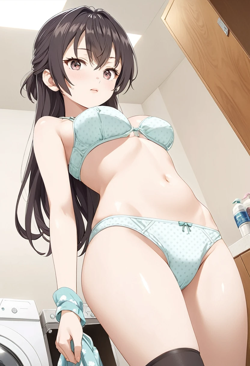 anime girl in a bikini and stockings standing in a laundry room, seductive anime girl, smooth anime cg art, realistic young gravure idol, realistic bikini, oppai, , ecchi, sophisticated gravure idol, anime moe artstyle, anime visual of a cute girl, marin kitagawa fanart, anime best girl, beautiful alluring anime teen