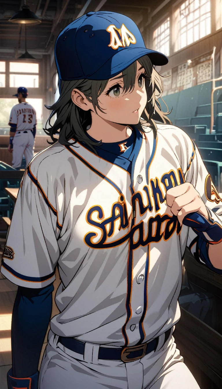 Baseball professional player,woman,High Saturation,CG Art, Makoto Shinkai's photo, pure, Concept Art, Lofi Art style,Shinkai Makoto animation art style, Lofi Art, Beautiful anime scene, Anime Landscape, Detailed scenery, Makoto Shinkai's style, Makoto Shinkai's style, Enhance Details
