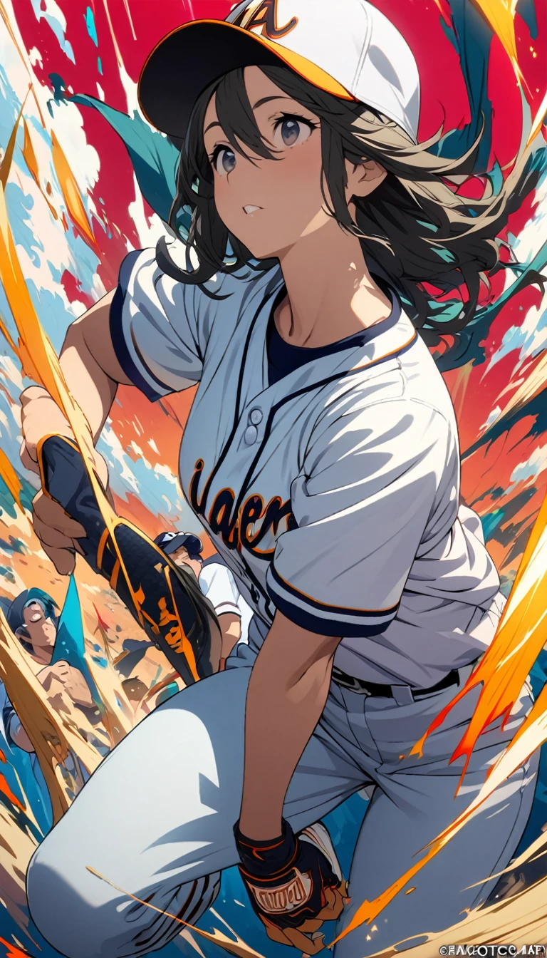 Baseball professional player，woman，High Saturation，CG Art， Makoto Shinkai&#39;s photo, pure, Concept Art, Lofi Art style，Shinkai Makoto animation art style, Lofi Art, Beautiful anime scene, Anime Landscape, Detailed scenery, Makoto Shinkai&#39;s style, Makoto Shinkai&#39;s style, Enhance Details