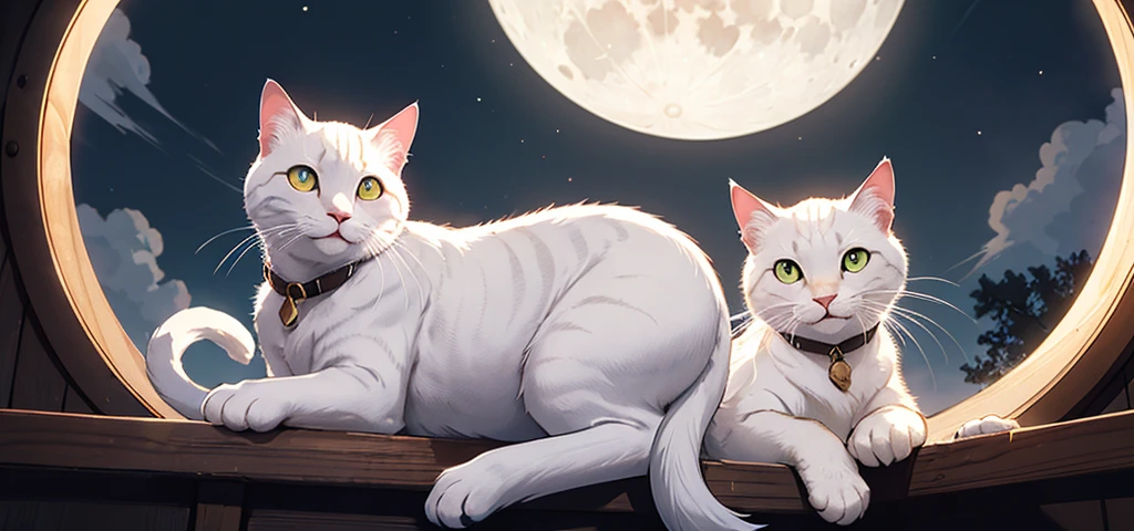 white cat with the moon, Moon Cat