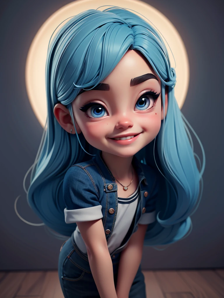 Baby girl cute chibi style, Fashion Style 2023, Stylish Theme, linda, expressive, glad, beautiful smile, beautiful straight hair, professional model, Cute poses, bionde, blue eyes, vivid color, bionde hair
