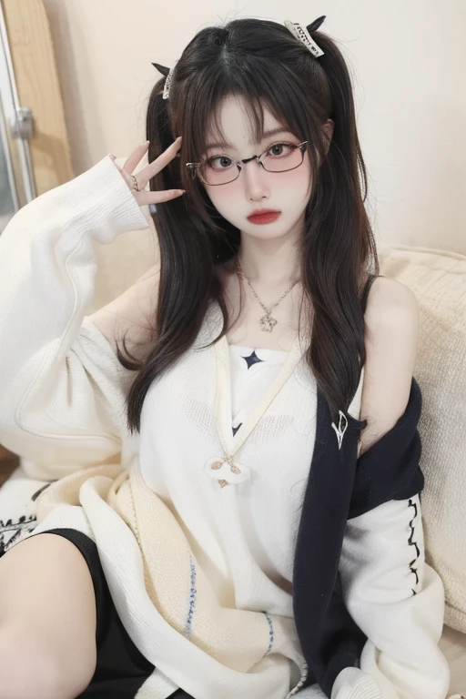 Highest quality、masterpiece、High sensitivity、High resolution、Detailed Description、Slender women、Glasses、