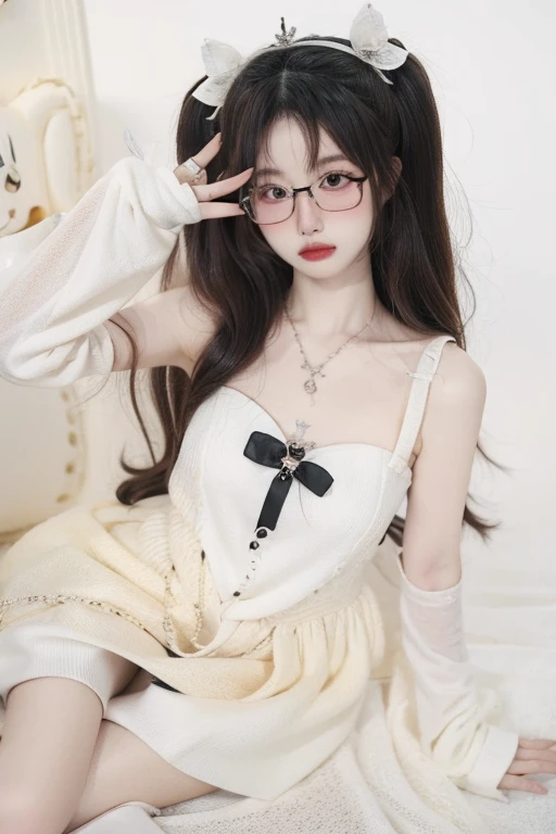 Highest quality、masterpiece、High sensitivity、High resolution、Detailed Description、Slender women、Glasses、