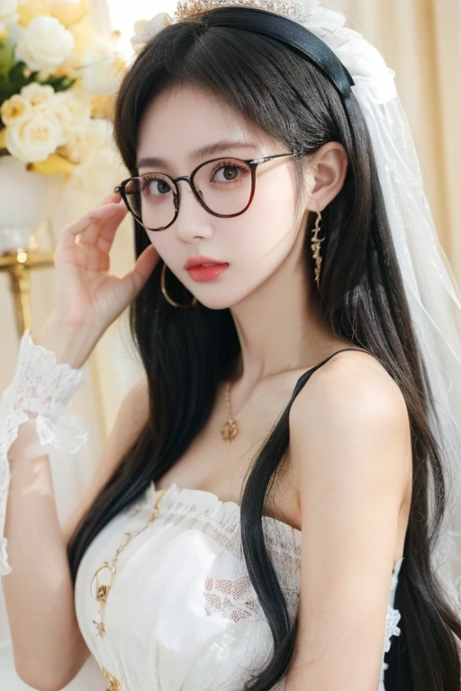 Highest quality、masterpiece、High sensitivity、High resolution、Detailed Description、Slender women、Glasses、Gal