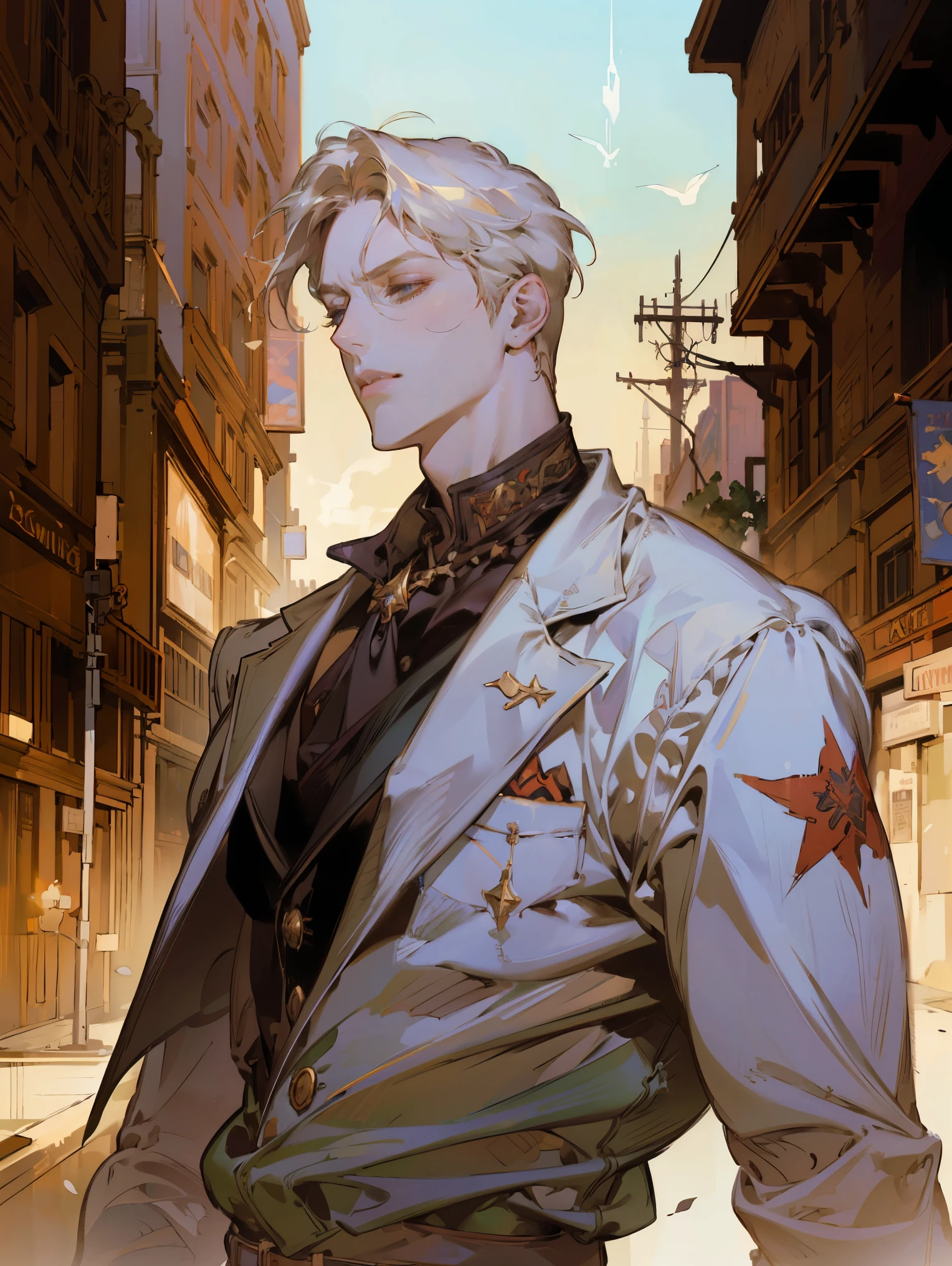 portrait of (sks man) in good mood, street fighter, attractive male, character design, dynamic lighting, cool and bright tint, painting by gaston bussiere, craig mullins, j. c. leyendecker, tom of finland
