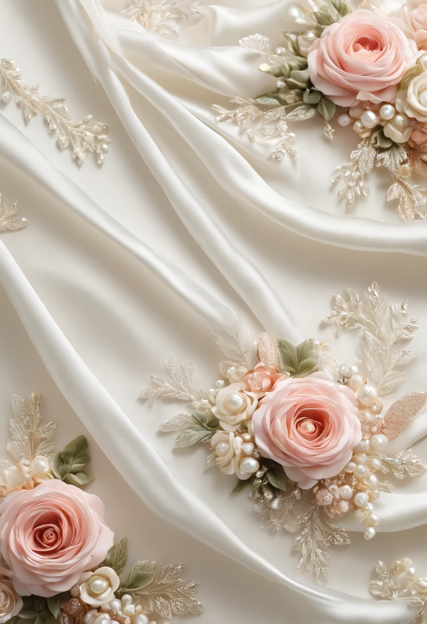 ((background only)),(((masterpiece))), (((Highest quality))), ((Super detailed)), ((非常にdelicateで美しい)), (最高masterpiece:1.4),delicate,８ｋ,Beautiful satin wallpaper((Generate only frills:1.4)),(Full-screen frills:1.4)Collage fabric,ghostwhite,Lots of tulle,(Pearl ornament),(Shabby chic),Cute atmosphere sparkling