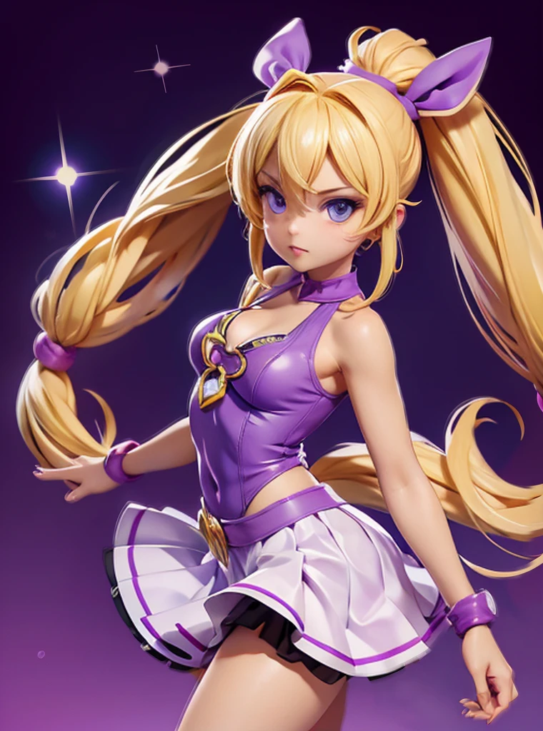 a cartoon girl with a ponytail and a purple top, gyro zeppeli, gadget hackwrench, jojo anime style, in jojo\'s bizarre adventure, lola bunny fanart, knights of zodiac girl, natalie from epic battle fantasy, saiyan girl, official character art, pigtails, pigtail, high quality colored sketch, anime style character, cartoon artstyle