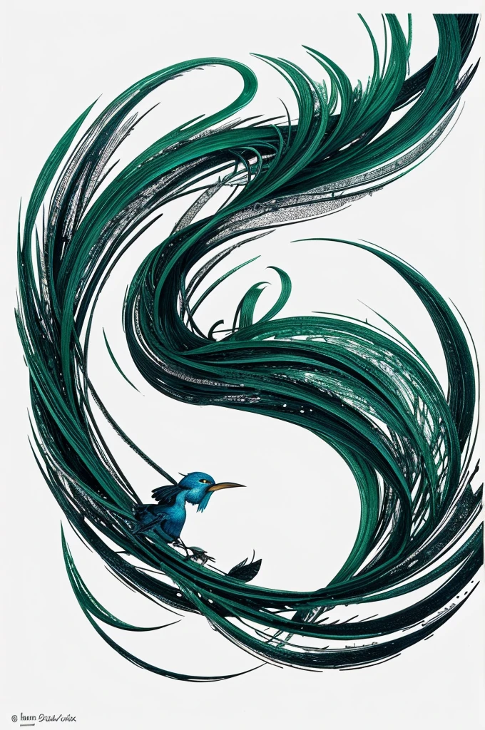 Une image de phœnix avec un fond blanc, puis le phœnix avec des couleurs ???? vert marron bleu