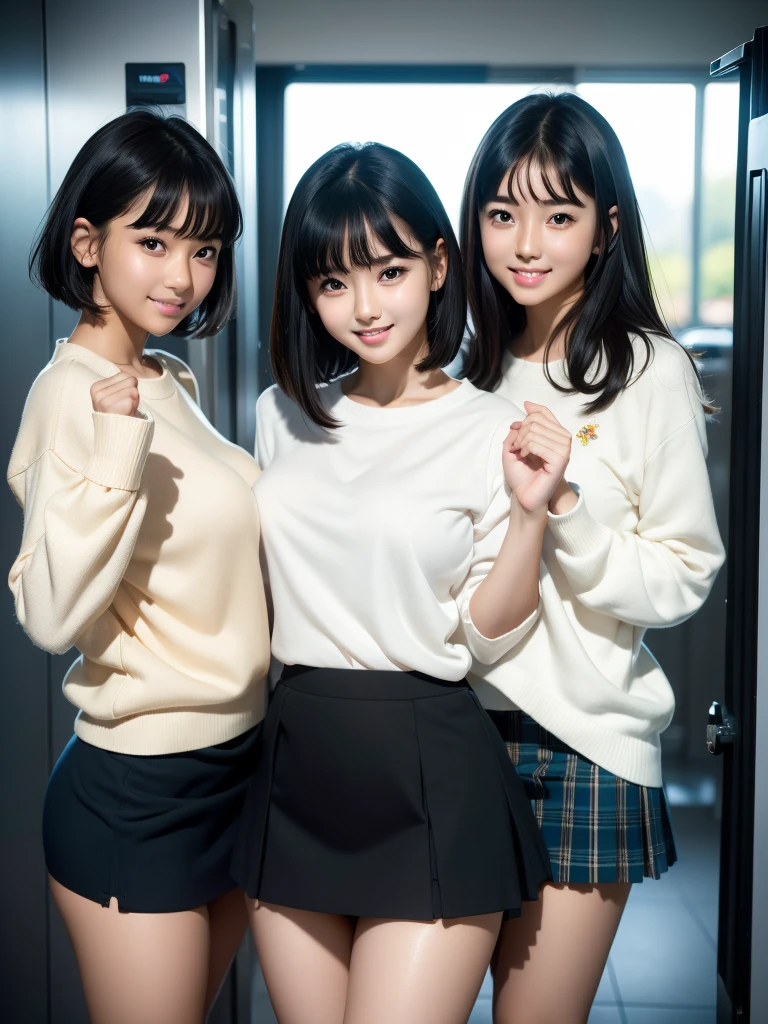 (8K、masterpiece、Highest quality、Super detailed、Professional Lighting、Beautiful Face)、 Black gal(Dark Skin:1.2)、(Oily skin、Glowing Skin、Glowing Skin、Sweat:1.2)、、(correction:1.1)、Nipples(short、small、small:1.2)nsfw、Two beautiful 18 year old girls、(Group shot:1.2)、(sweater:1.2)、(Tiered flare skirt)、(Gorgeous detailed embroidered panties)、(Skirt Lift:1.5)、Put your hand on your skirt、(Panty shot)、Panty Focus、plump、pubic hair、smile、Black Short Hair、Pee、Voluminous straight hair、Parted bangs、Lip gloss、Pale skin、Glowing Skin、