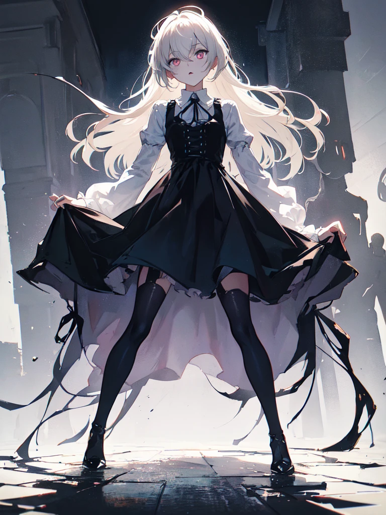 sketch (Character design sheet, same characters, whole body, Three-View, front, ~ ~ ~ ~ side, return),(Very bright:1.1), White Background, [1 Girl:7], (Tilt your head:1.2), ([sketch|watercolor \(Moderate\)]:1.15),Chaotic Abstractionな背景, Vector Trace, グラデーションブレンディング and whole body, Artistic elements add depth to the work. The overall atmosphere is creepy and nightmarish...., With a unique artistic touch. This movie is、The dark and crazy world of horror movies depicted in HD., Evoke visual stimuli and aesthetic sense, that will terrify and excite the audience....,watercolor画, （Lightless, Eyes without highlights, evil eye, An ugly person with white eyes, that&#39;Red eyeliner）,whole body絵, Wearing a maid outfit （Gradient braided hair, (Light purple hair), (Ink blotches:1.1), (pale:1.2),(Light purple:1.2),(Light green:1.2)　Adult features,expensive, Wearing black tights,Green Eyes, The skin is hidden　and maid, The background is a dark and desolate landscape, Horror movie atmosphere. Her figure is very beautiful, Emphasizing the dark and crazy elements. Skillfully expressing the effects of light and shadow, detailed, The face and expression of the black costume are also carefully drawn....,sketch (Character design sheet, same characters, whole body, Three-View, front, ~ ~ ~ ~ side, return) 1 female, Nervous,Cowboy Shot,,(Very bright:1.1), White Background, [1 Girl:7], (Tilt your head:1.2), ([sketch|watercolor \(Moderate\)]:1.15),Chaotic Abstraction