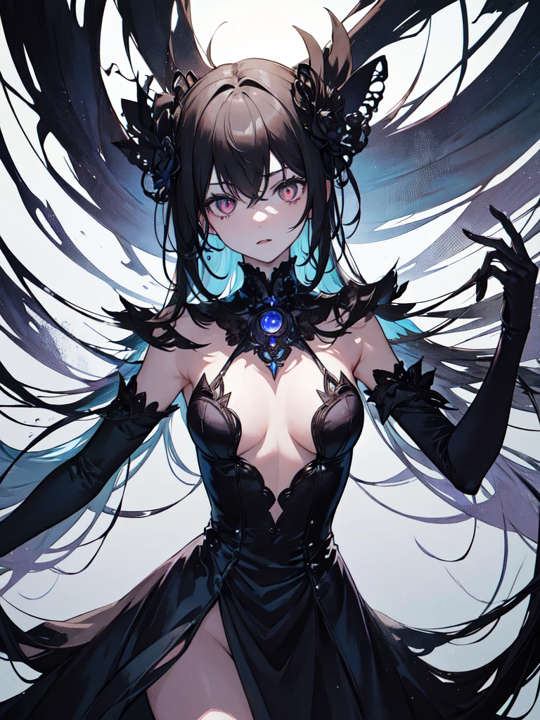 sketch (Character design sheet, same characters, whole body, Three-View, front, ~ ~ ~ ~ side, return),(Very bright:1.1), White Background, [1 Girl:7], (Tilt your head:1.2), ([sketch|watercolor \(Moderate\)]:1.15),Chaotic Abstractionな背景, Vector Trace, グラデーションブレンディング and whole body, Artistic elements add depth to the work. The overall atmosphere is creepy and nightmarish...., With a unique artistic touch. This movie is、The dark and crazy world of horror movies depicted in HD., Evoke visual stimuli and aesthetic sense, that will terrify and excite the audience....,watercolor画, （Lightless, Eyes without highlights, evil eye, An ugly person with white eyes, that&#39;Red eyeliner）,whole body絵, Wearing a maid outfit （Gradient braided hair, (Light purple hair), (Ink blotches:1.1), (pale:1.2),(Light purple:1.2),(Light green:1.2)　Adult features,expensive, Wearing black tights,Green Eyes, The skin is hidden　and maid, The background is a dark and desolate landscape, Horror movie atmosphere. Her figure is very beautiful, Emphasizing the dark and crazy elements. Skillfully expressing the effects of light and shadow, detailed, The face and expression of the black costume are also carefully drawn....,sketch (Character design sheet, same characters, whole body, Three-View, front, ~ ~ ~ ~ side, return) 1 female, Nervous,Cowboy Shot,,(Very bright:1.1), White Background, [1 Girl:7], (Tilt your head:1.2), ([sketch|watercolor \(Moderate\)]:1.15),Chaotic Abstraction