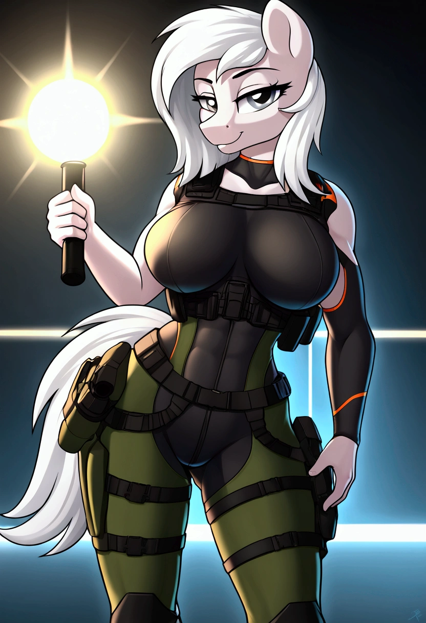 Star Wars, a chipmunk themed alien woman (sexy furry bikini, huge eyes, huge breasts, athletic, body fur, blaster pistol, cute) is sneaking up on an Imperial base. Forest