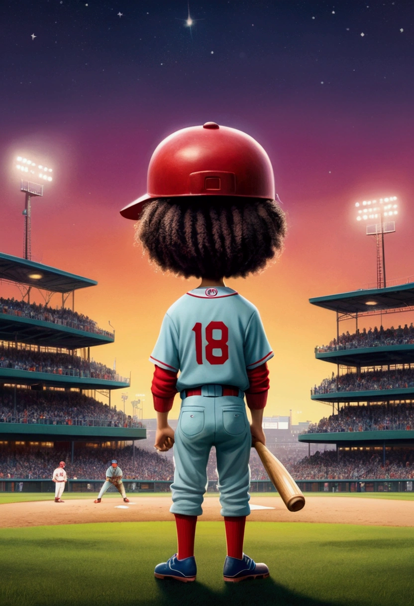 Baseball Player, by Oliver Jeffers, full body, cinematic still, cinemascope, (best quality, masterpiece), very aesthetic, perfect composition, intricate details, ultra-detailed, vivid colors
