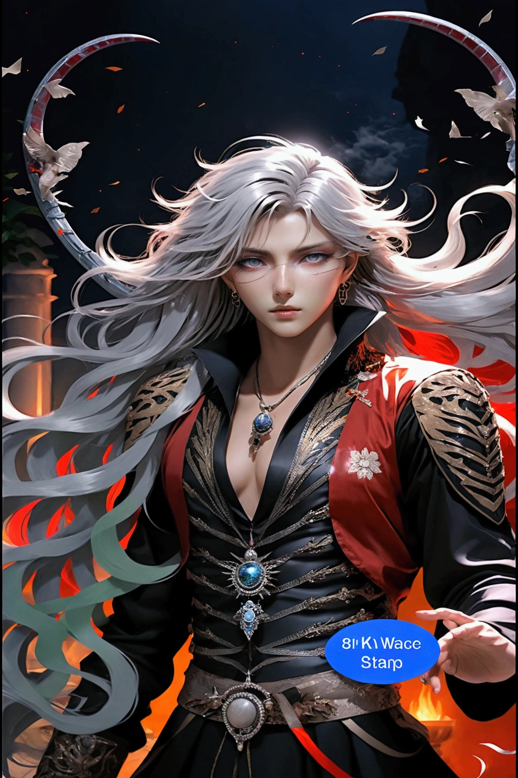 (Extremely delicate and beautiful:1.2), 8K, (masterpiece, Highest:1.0), 2 men, 1 female, Upper Body, Brunette color hair, Silver Hair, Red and black hair, love triangle, 2 menと女性1人のlove triangle,whole body