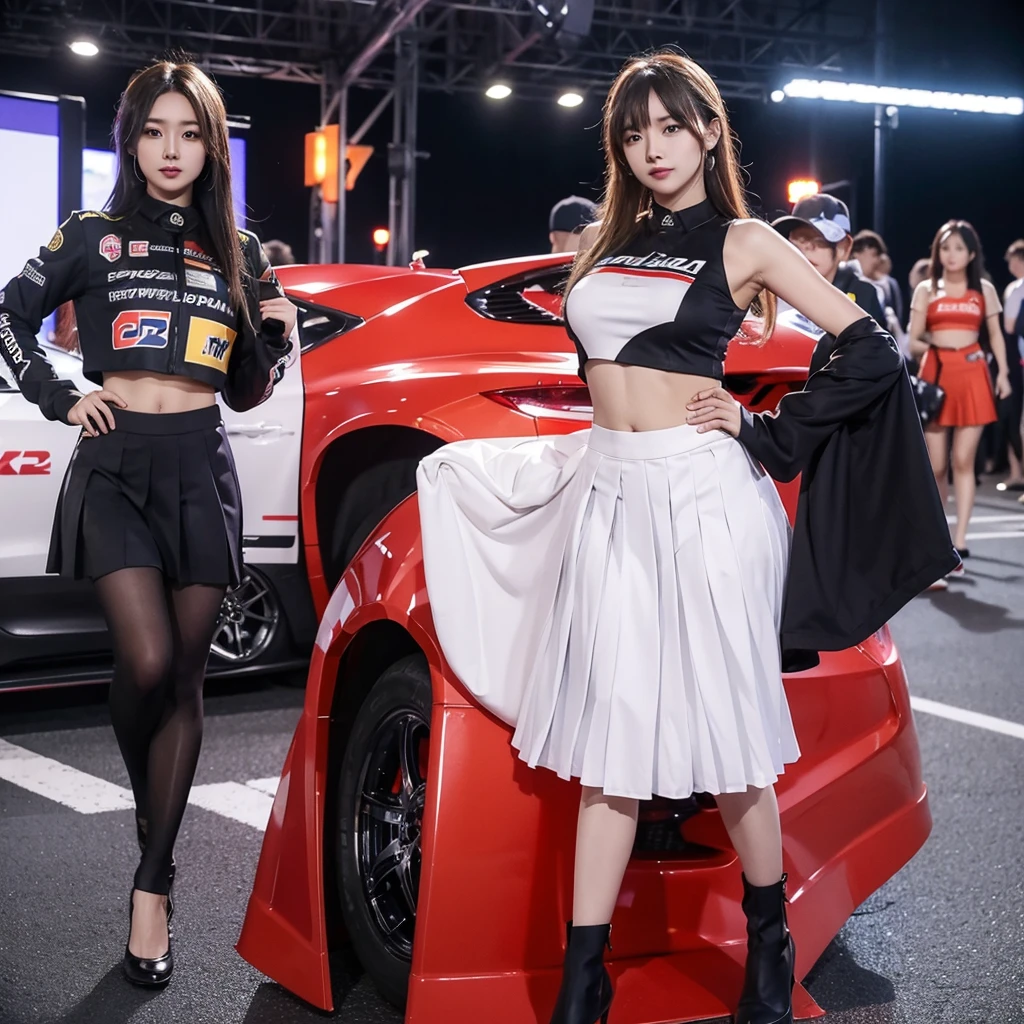 Cool woman、Colorful costumes、F1 Driver Cosplay、Colorful costumes、Clothing with company logo、Grid Girlsのカラフルで派手な衣装、Grid Girls、Perfect Face、Paddock Girls、Harem、motor Show、tights、Bodycon Costumes、Grid Girls、Russia、Grid Girlsのコスプレ、belly button、Pleated skirt、Bodycon Costumes、Photographed in a sexy pose