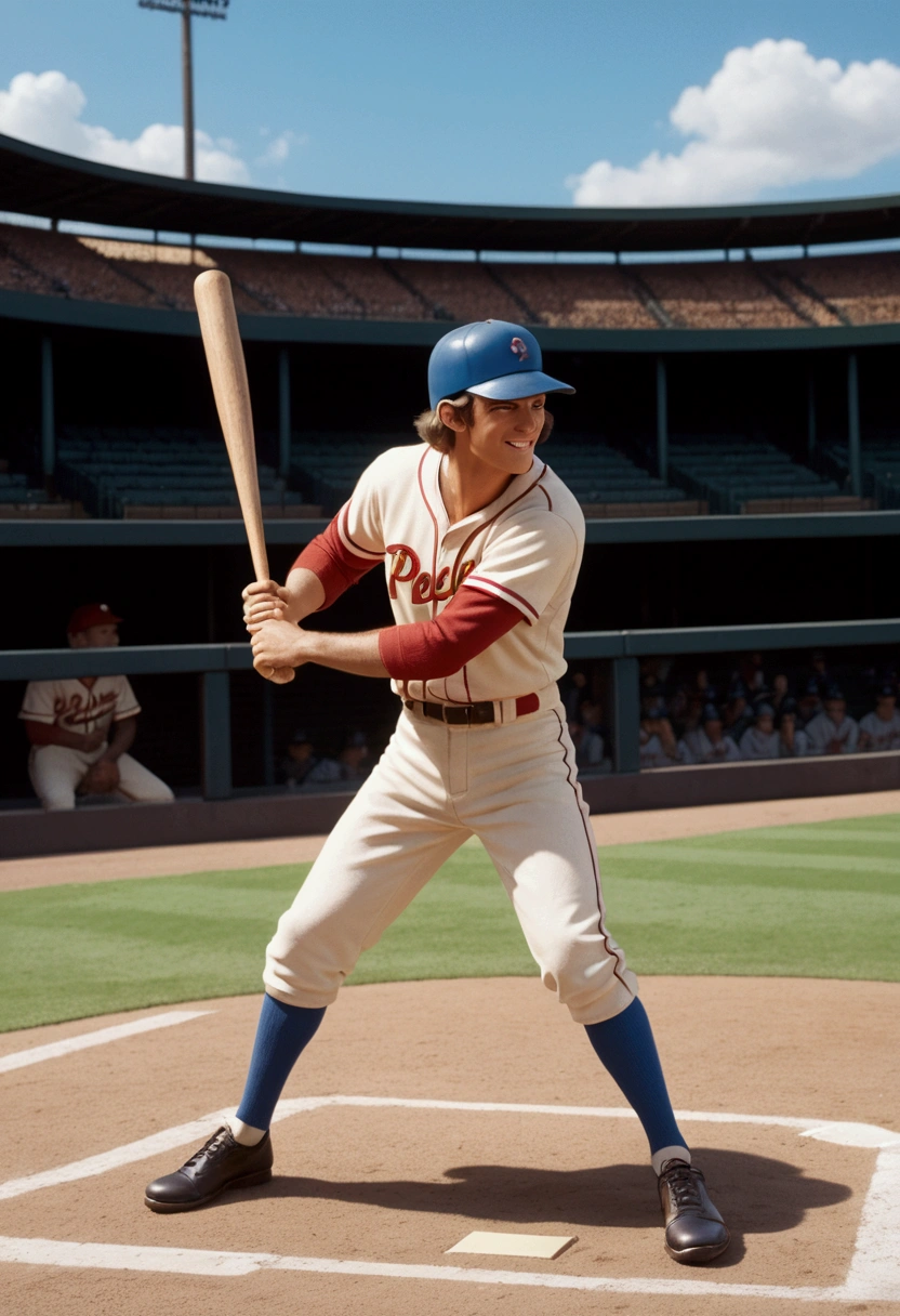 Baseball Player, by Don Bluth, full body, cinematic still, cinemascope, (best quality, masterpiece), very aesthetic, perfect composition, intricate details, ultra-detailed, vivid colors