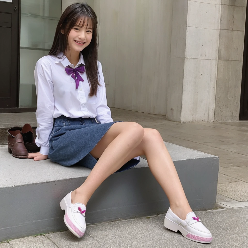 (((Pixel Perfect,Perfect in every detail))), alone,girl,smile,,NSWF,lovely,loafers,Sniff your shoes,odor