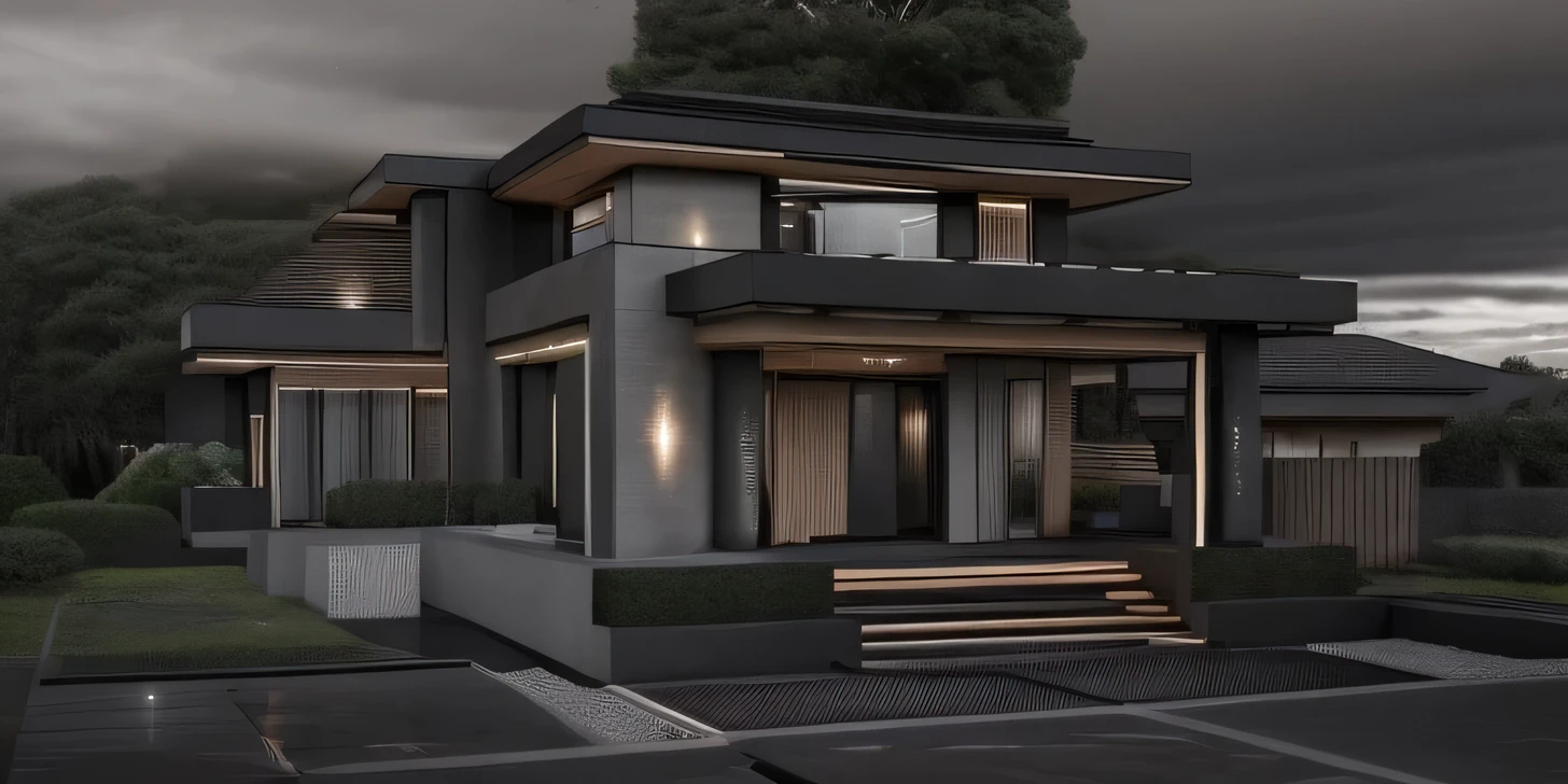 A model for the modern villa which is normally 2-3 stories and has a modern simplest style

triggle：modernvilla, architecture,

material triggle：blackandwhite, woodandbrick

weather：day, sunset, night, cloud,