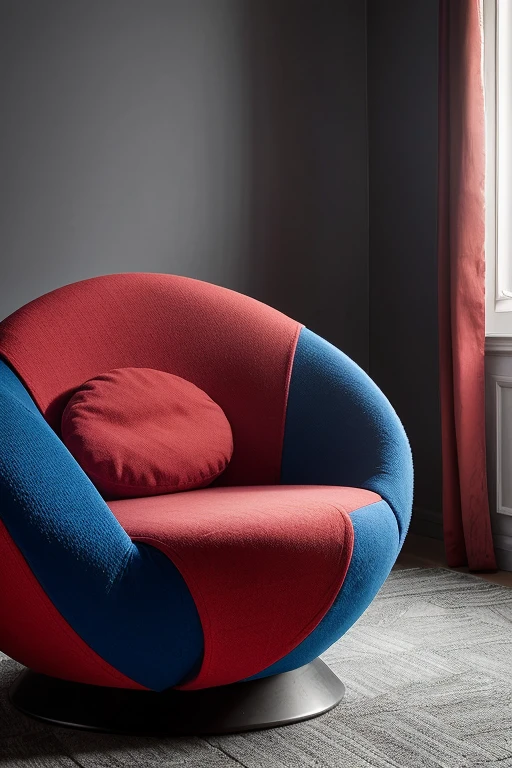 Chair,Red and blue combination,Round,soft,Geometric creativity