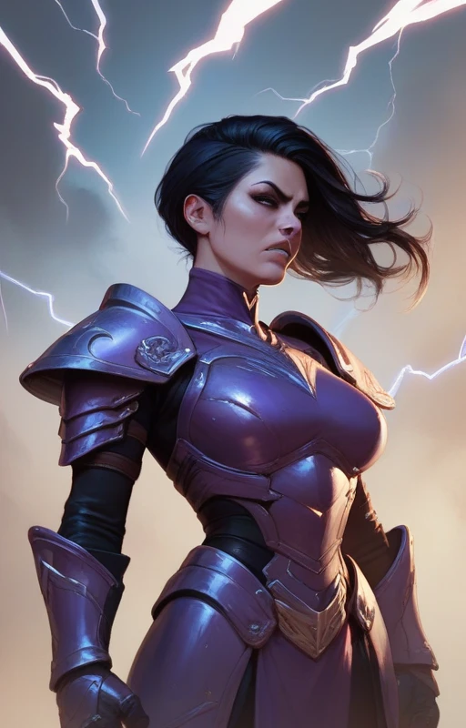 Woman with long black hair.
Purple clothing and light metal armor.
Lightning surrounds his body as he runs at such speed that the surroundings are distorted..