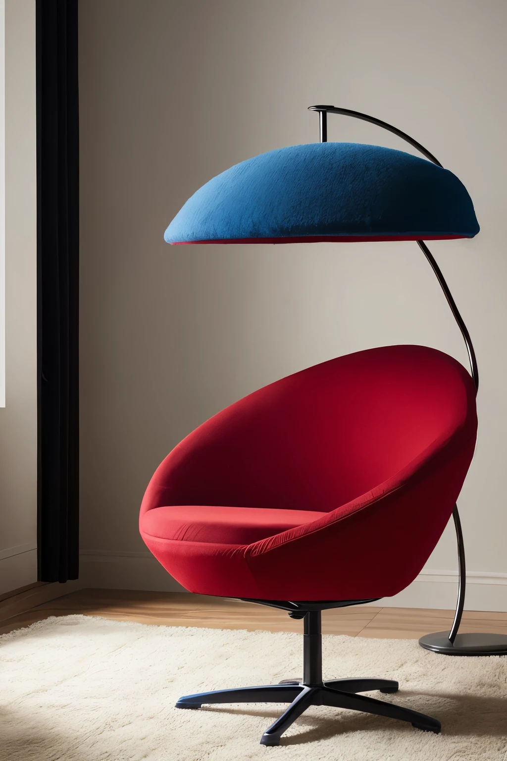 Chair,Red and blue combination,Round,soft,Geometric creativity