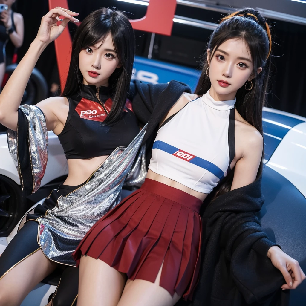 Cool woman、Colorful costumes、F1 Driver Cosplay、Colorful costumes、Clothing with company logo、Grid Girlsのカラフルで派手な衣装、Grid Girls、Perfect Face、Paddock Girls、Harem、motor Show、tights、Bodycon Costumes、Grid Girls、Russia、Grid Girlsのコスプレ、belly button、Pleated skirt、Bodycon Costumes、Photographed in a sexy pose