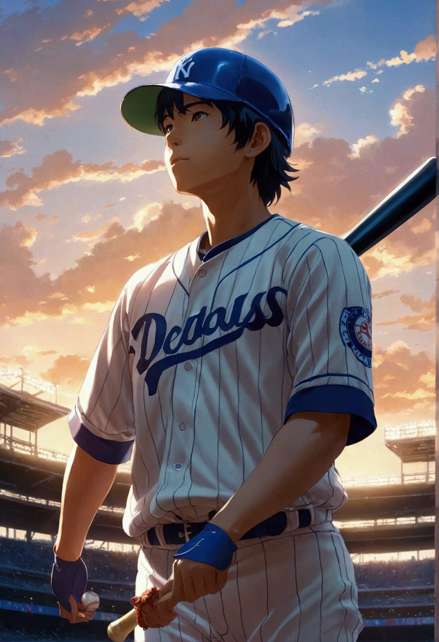 Baseball Player, by Oliver Jeffers, full body, cinematic still, cinemascope, (best quality, masterpiece), very aesthetic, perfect composition, intricate details, ultra-detailed, vivid colors