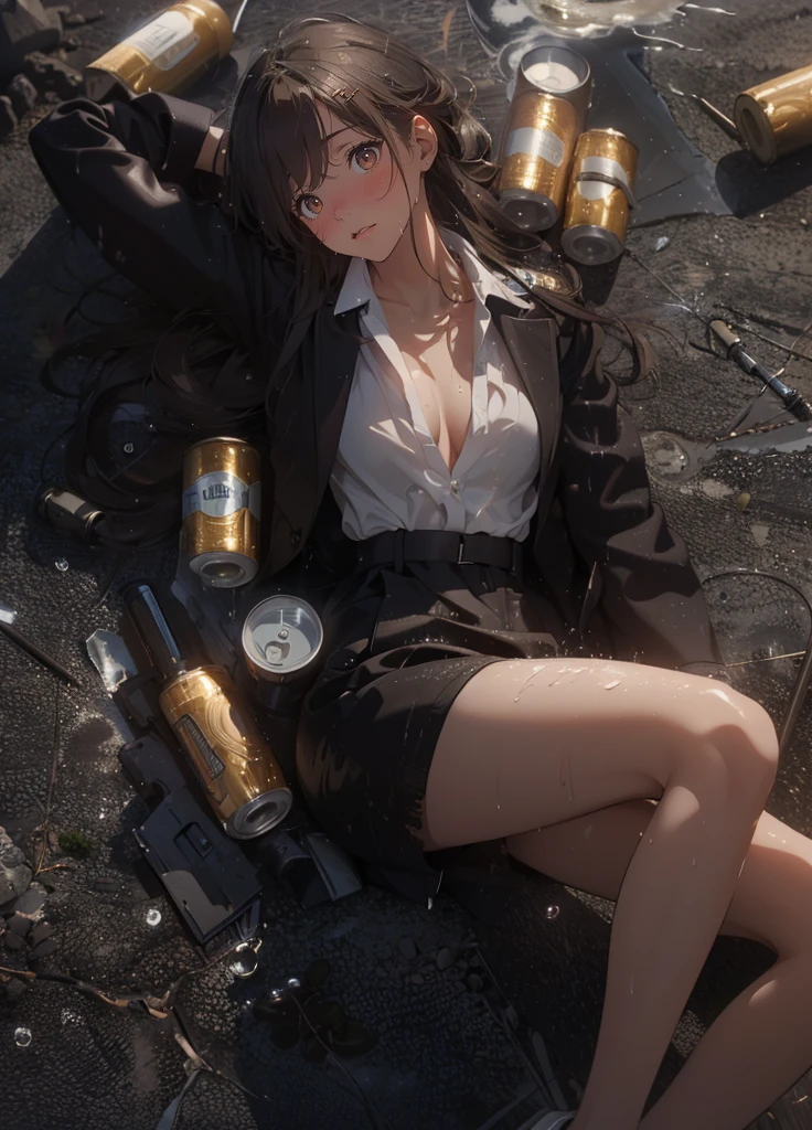 (masterpiece), (best quality), (ultra-detailed), (best illustration), (best shadow), (absurdres), Female, 25 years old, looking at viewer, steam, shy, nose blush, nsfw, medium breasts, nude, o-face, climax, sweat, cum, cum on body, 