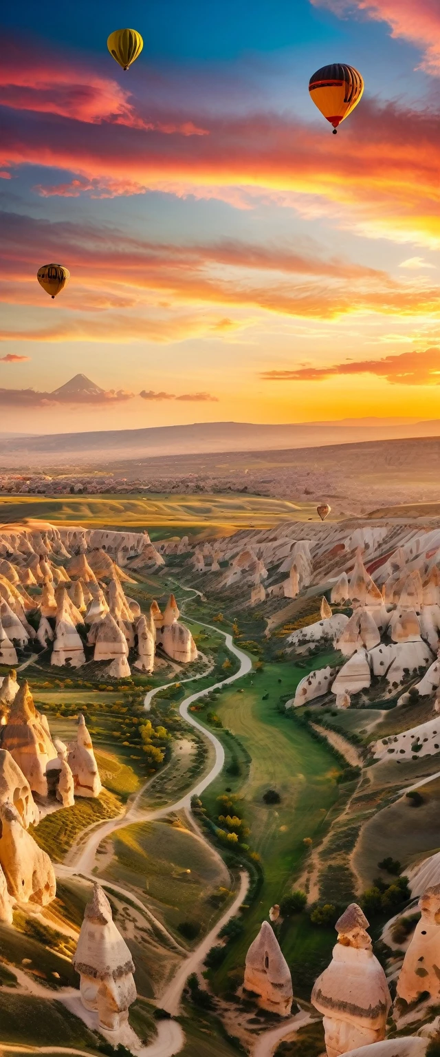 (Highest quality),(masterpiece:1.2),(Very detailed:1.2),Ultra-high resolution,RAW color photos,8K,Vast landscape photography,Realistic photos,Elaborate photos,Skydiving viewpoint,Written boundary depth,Sharp focus,In the clouds,Cappadocia,Sunset,Beautiful colors,Written boundary depth,Wide Light,Low contrast,Backlight,Sharp focus,Vibrant colors,moving composition