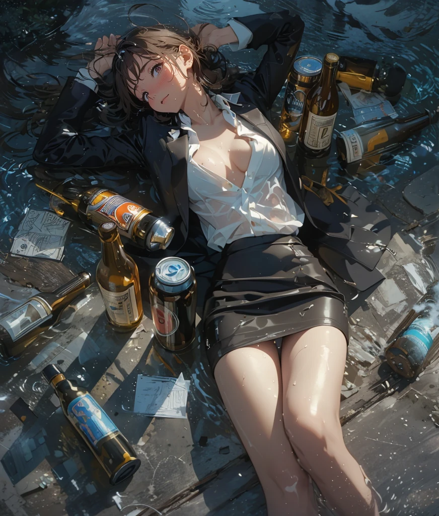 (masterpiece), (best quality), (ultra-detailed), (best illustration), (best shadow), (absurdres), Female, 25 years old, looking at viewer, steam, shy, nose blush, nsfw, medium breasts, nude, o-face, ??????, sweat, cum, cum on body, 