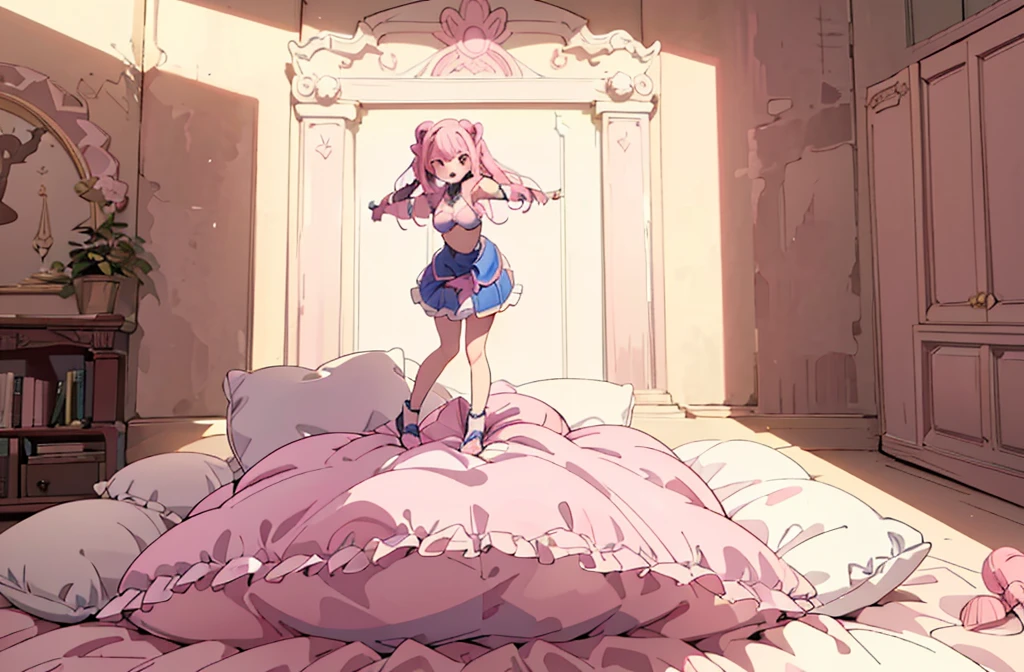(best quality, masterpiece),full body, 1 girl, solo, mine ,nsfw, details, (Light and shadow oxtail , Cute girl posing on pillow ,steam, pillow humping,(pillow ride), masturbation, pillow straddling, crotch rub, hump,open mouth , kneeling,(Steaming hot),(pillow), (((pink hair))),
