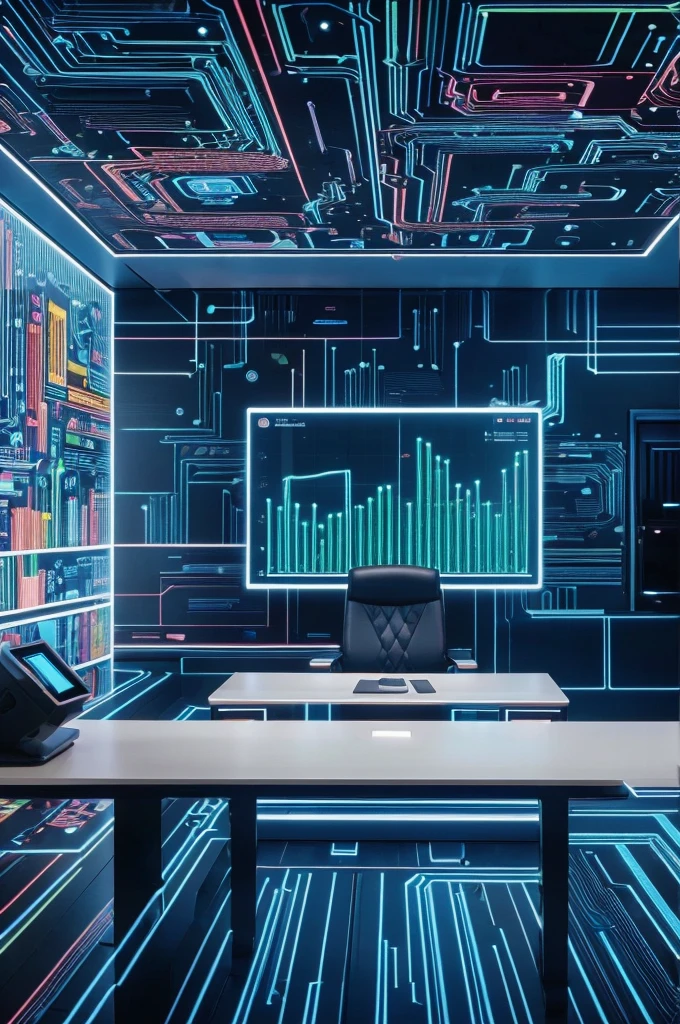 Create a hyper-realistic 8K image of a modern office setting where a diverse team of professionals are gathered around a digital display showing complex data visualizations, graphs, and charts, symbolizing collaborative data-driven decision-making.
