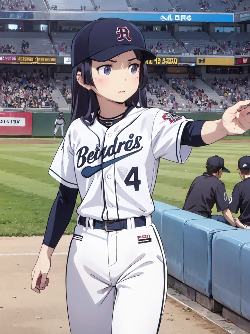 (Ultra-high resolution), (masterpiece), (Attention to detail), (high quality), (最high quality), One Girl, Black Hair, (Throwing Baseball), How to Throw a Baseball, pitcher, pitching, mound, Baseball, (Baseball Uniforms), Baseball hats, Baseball Belt, Green Field, Dugout,